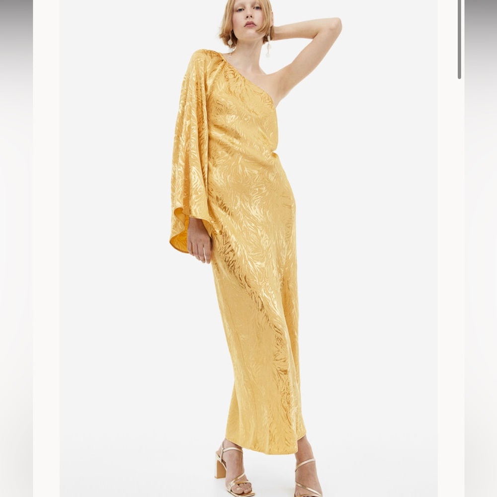 H&M Gold Sequin Asymmetrical Gown